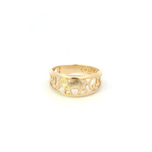 10K Elephant Memory Patience Symbol Band Ring Yellow Gold