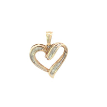 Load image into Gallery viewer, 10K Baguette Diamond Curvy Heart Love Pendant Yellow Gold