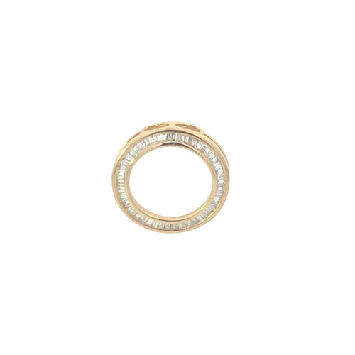 10K Baguette Diamond Circle Vintage Journey Pendant Yellow Gold
