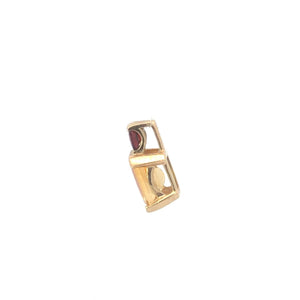 10K Emerald Cut Citrine Garnet Vintage Classic Pendant Yellow Gold