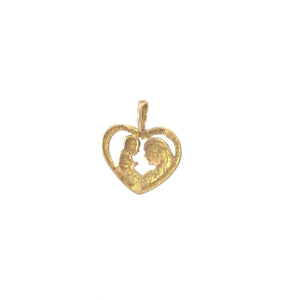 10K Mother Child Mother's Day Mom Heart Pendant Yellow Gold