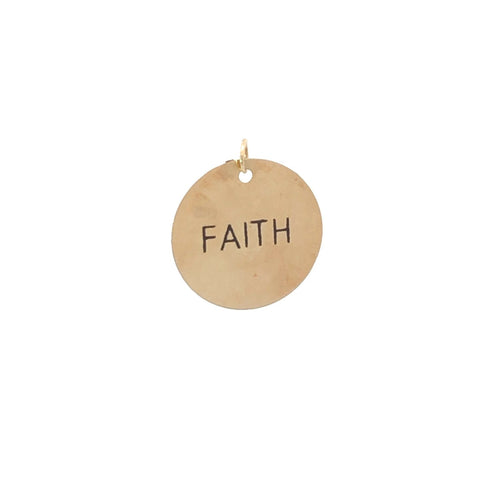 10K Faith Embossed Hope Trust Message Charm/Pendant Yellow Gold