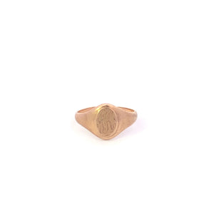 10K Victorian J K Monogram Initial Signet Baby Ring Yellow Gold