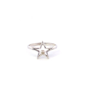 10K Diamond Five Pointed Star Vintage Statement Ring White Gold