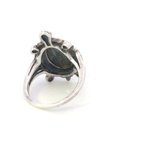 Load image into Gallery viewer, Sterling Silver Abalone Vintage Marcasite Turtle Statement Ring