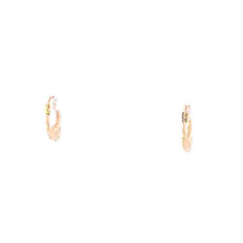 10K 12.3mm Vintage Puffy Hoop Love Symbol Earrings Yellow Gold