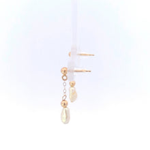 Load image into Gallery viewer, 10K Pearl Dangle Vintage Classic Statement Earrings Yellow Gold