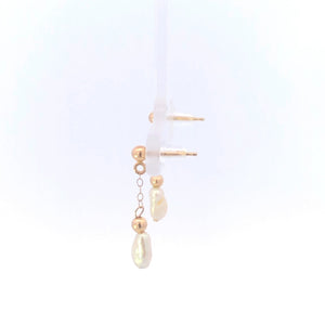 10K Pearl Dangle Vintage Classic Statement Earrings Yellow Gold