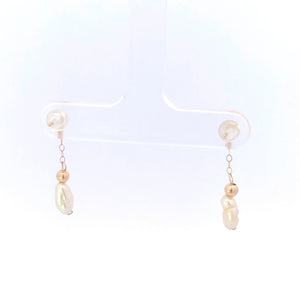 10K Pearl Dangle Vintage Classic Statement Earrings Yellow Gold