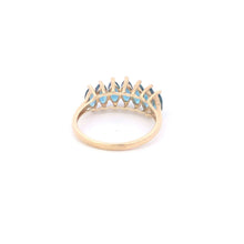 Load image into Gallery viewer, 10K Marquise Blue Topaz Vintage Statement Band Ring Yellow Gold