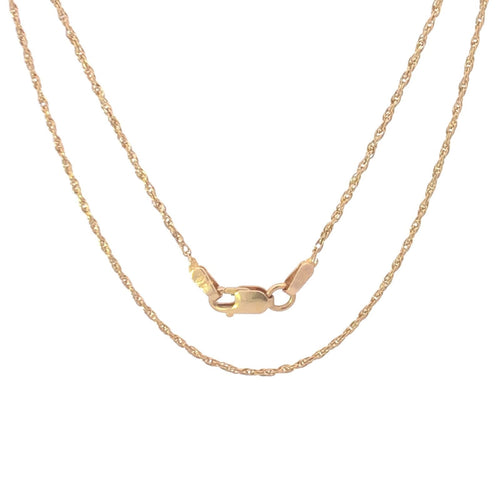 14K 1.0mm Rope Chain Rolling Classic Twist Necklace 18.5