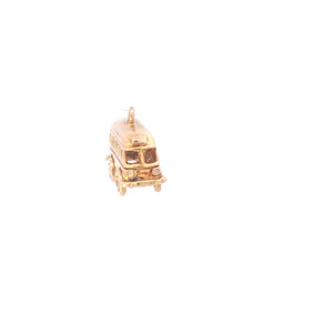 14K 3D Vintage Bus Travel Articulated Charm/Pendant Yellow Gold