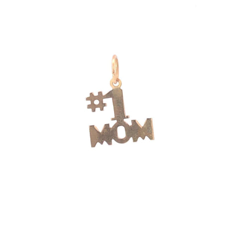 14K #1 Number One Mom Mother's Day Charm/Pendant Yellow Gold