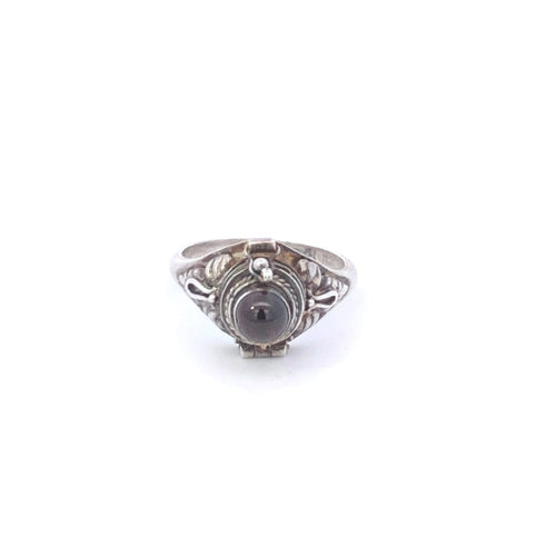Sterling Silver Garnet Southwestern Poison Container Ring