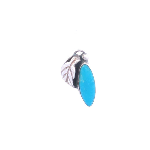 Sterling Silver Fred Maloney Turquoise Ornate Feather Charm/Pendant