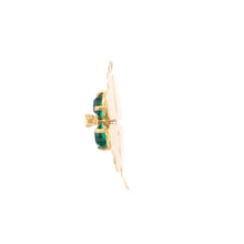 Load image into Gallery viewer, 14K 1960&#39;s 4 Leaf Clover Sim. Emerald Diamond Charm/Pendant Yellow Gold