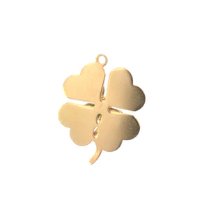 14K 1960's 4 Leaf Clover Sim. Emerald Diamond Charm/Pendant Yellow Gold