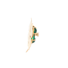 Load image into Gallery viewer, 14K 1960&#39;s 4 Leaf Clover Sim. Emerald Diamond Charm/Pendant Yellow Gold