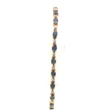 Load image into Gallery viewer, 14K Sapphire Diamond Classic Vintage Tennis Bracelet 6.75&quot; Yellow Gold