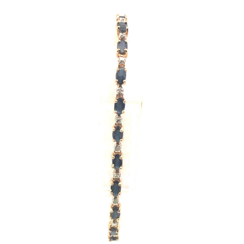 14K Sapphire Diamond Classic Vintage Tennis Bracelet 6.75