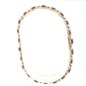 14K Sapphire Diamond Classic Vintage Tennis Bracelet 6.75" Yellow Gold
