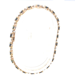 14K Sapphire Diamond Classic Vintage Tennis Bracelet 6.75" Yellow Gold