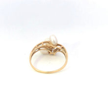Load image into Gallery viewer, 14K Pearl Diamond Freeform Cluster Statement Ring Yellow Gold