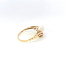Load image into Gallery viewer, 14K Pearl Diamond Freeform Cluster Statement Ring Yellow Gold