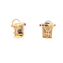 Load image into Gallery viewer, 14K Curved Black Onyx Diamond Ruby French Clip Earrings Yellow Gold