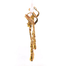 Load image into Gallery viewer, 18K Peruvian Ornate Falcon Bird Dangle Fringe Earrings Yellow Gold