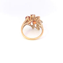Load image into Gallery viewer, 10K Citrine Flower Diamond Cluster Statement Ring White Gold