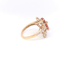 Load image into Gallery viewer, 10K Citrine Flower Diamond Cluster Statement Ring White Gold