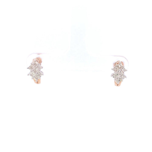 10K Diamond Squared Vintage Cluster Curved Earrings Yellow Gold