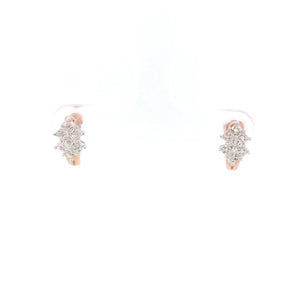 10K Diamond Squared Vintage Cluster Curved Earrings Yellow Gold