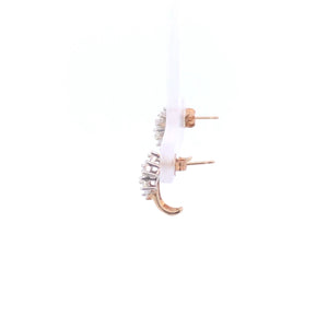 10K Diamond Squared Vintage Cluster Curved Earrings Yellow Gold
