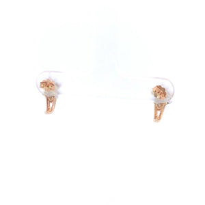 10K Diamond Squared Vintage Cluster Curved Earrings Yellow Gold
