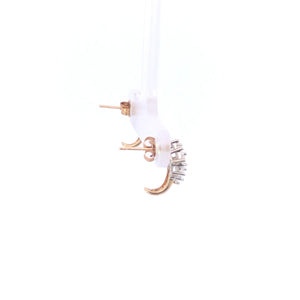 10K Diamond Squared Vintage Cluster Curved Earrings Yellow Gold