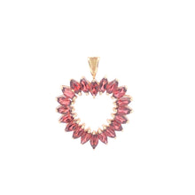 Load image into Gallery viewer, 10K Marquise Garnet Vintage Heart Love Pendant Yellow Gold