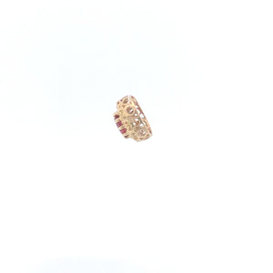 10K Round Ornate Garnet Vintage Slide Bracelet Charm/Pendant Yellow Gold