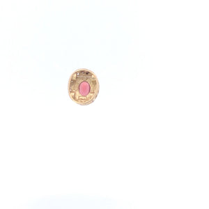 10K Round Ornate Garnet Vintage Slide Bracelet Charm/Pendant Yellow Gold
