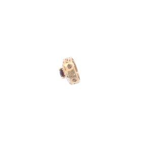 10K Garnet Two Tone Filigree Round Slide Bracelet Charm/Pendant Yellow Gold