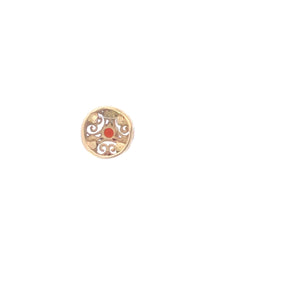 10K Garnet Two Tone Filigree Round Slide Bracelet Charm/Pendant Yellow Gold