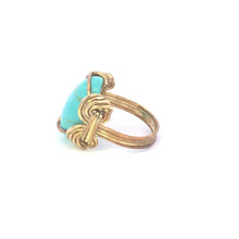 Load image into Gallery viewer, Gold Filled Oval Turquoise Cabochon Vintage Wire Wrap Ring