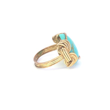 Load image into Gallery viewer, Gold Filled Oval Turquoise Cabochon Vintage Wire Wrap Ring