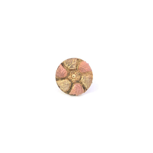 10K 12k Black Hills Gold Leaf Round Vintage Lapel Pin/Brooch Yellow Gold