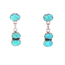 Load image into Gallery viewer, Sterling Silver Rodney Diane Lonjose Zuni Turquoise Dangle Earrings