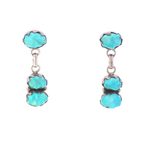 Sterling Silver Rodney Diane Lonjose Zuni Turquoise Dangle Earrings