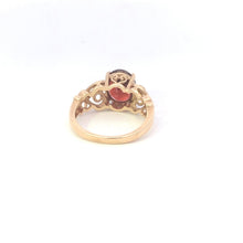 Load image into Gallery viewer, 10K Oval Garnet Diamond Accent Statement Ring Yellow Gold