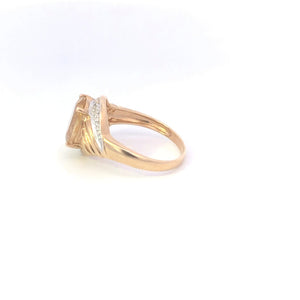 10K Oval Citrine Diamond Accent Vintage Ring Yellow Gold