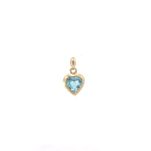 Load image into Gallery viewer, 14K Heart Blue Topaz Solitaire Vintage Love Charm/Pendant Yellow Gold